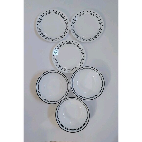 Corelle Corning City Block 3 Soup Cereal Bowls  And 3 Dessert Plates - 6 Pieces - Picture 1 of 3